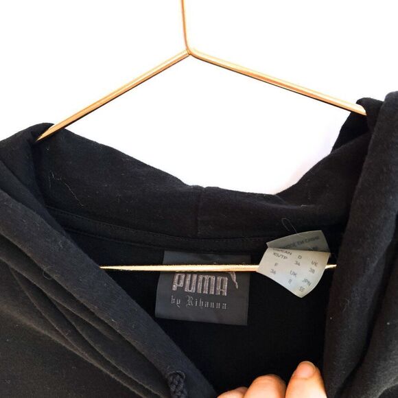 Puma Fenty by Rihanna Black White Long Sleeve Oversized Hoodie Sweatshirt XS - Picture 8 of 13